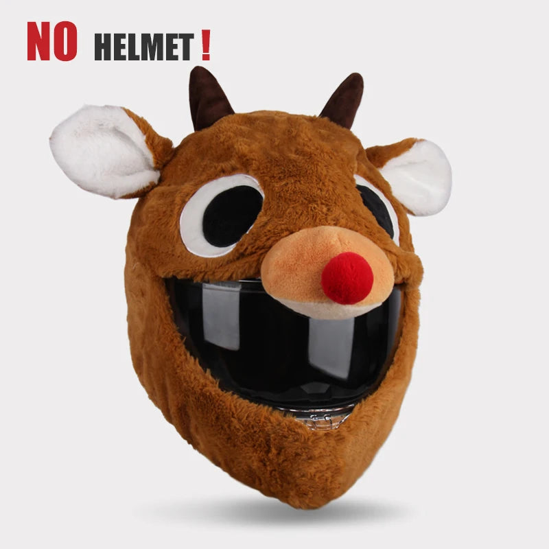 Motorradhelm Cartoons Plüsch Helm Schutzhülle Helm Integralbezüge für Outdoor-Spaß Personalisierte Helme Weihnachten