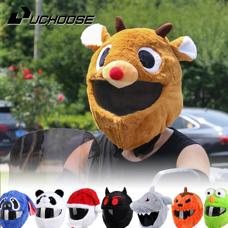 Motorradhelm Cartoons Plüsch Helm Schutzhülle Helm Integralbezüge für Outdoor-Spaß Personalisierte Helme Weihnachten